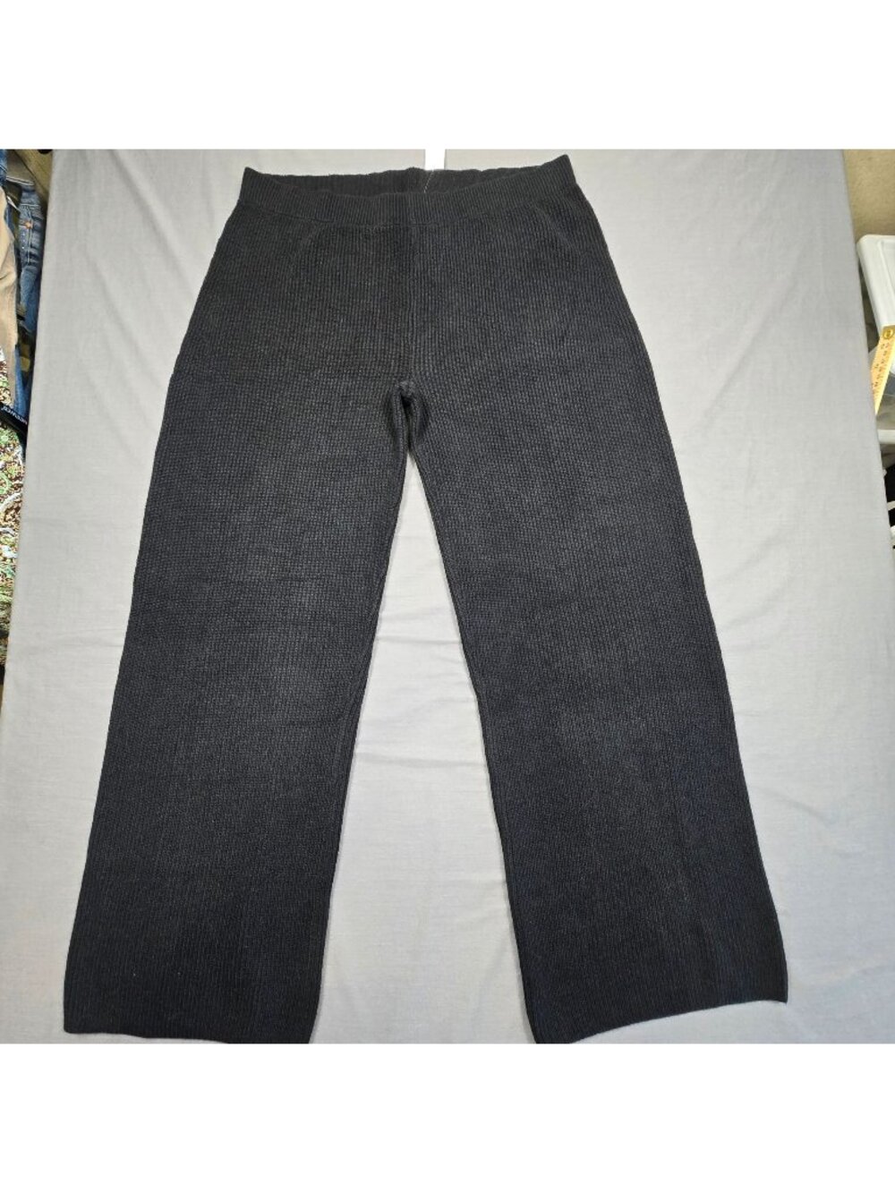 NEW Gap XXLarge Womens Lounge Pants Black Soft Ribbed Knit Pull-On Wide Leg